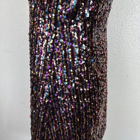 Zara Dress Women Size Medium Rainbow Sequin Mini Tank Party Glitter Disco - Picture 10 of 16